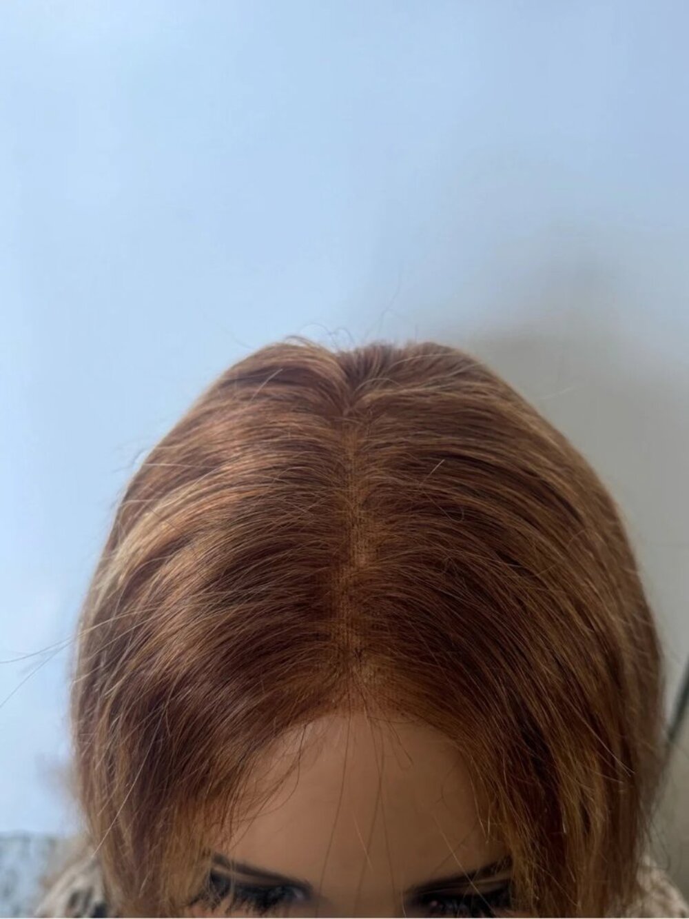 100% Human Hair Lace Front Wig Medium Brown Straight Highlighted Pre-Owned - Picture 6 of 10